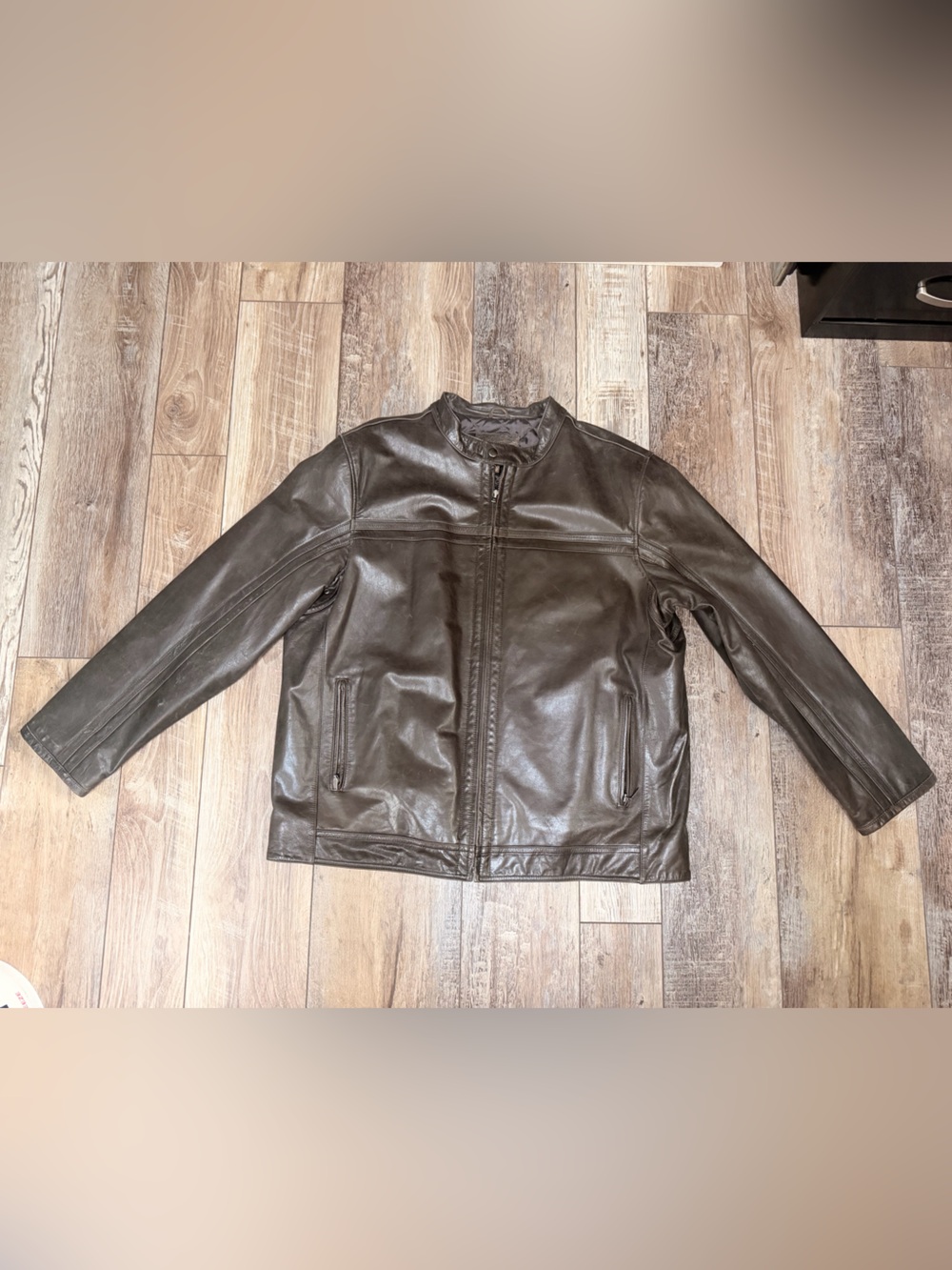 Men’s Merona Dark Brown Leather Bomber Jacket - XL